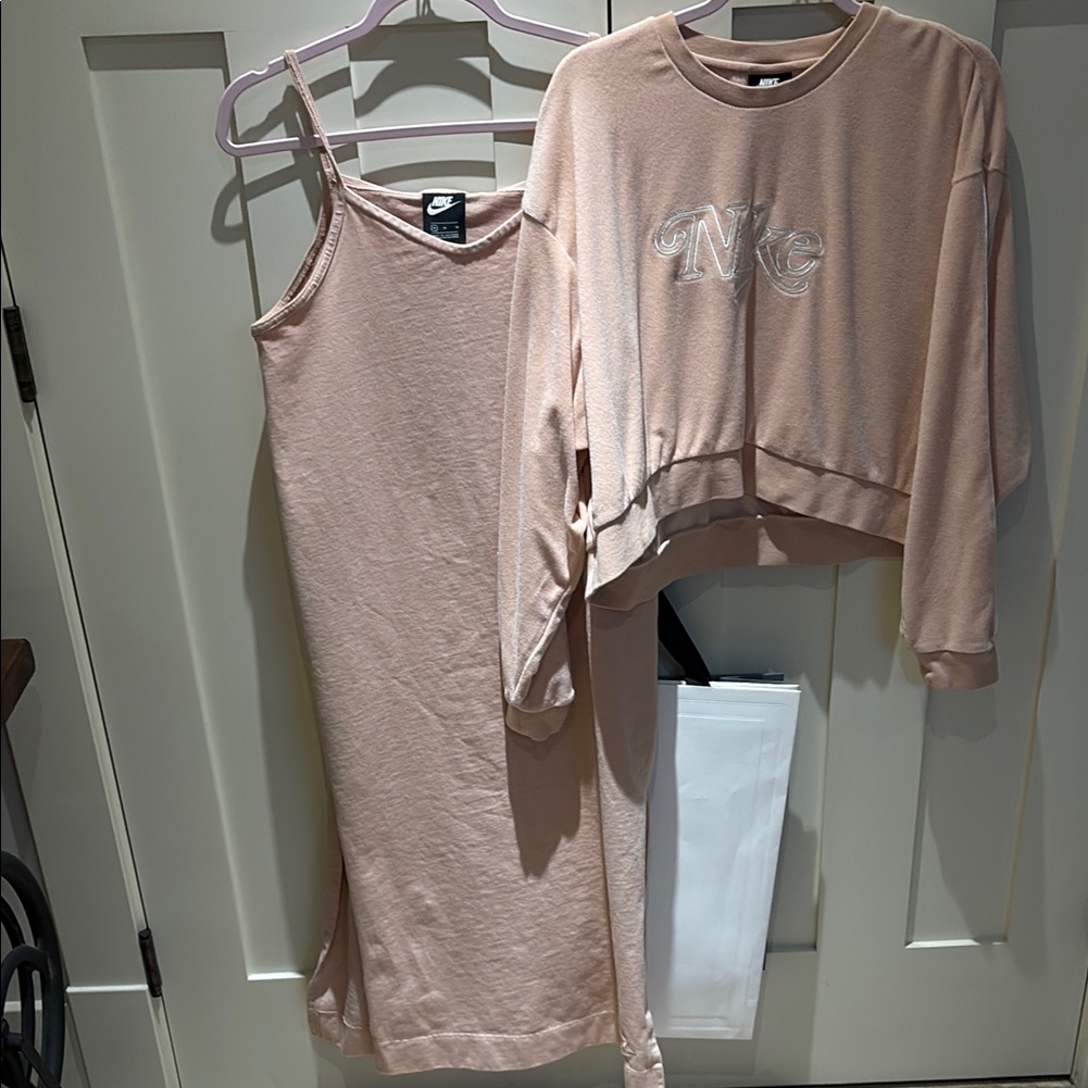 Nike Pink Maxi Dress And Sweatshirt Set